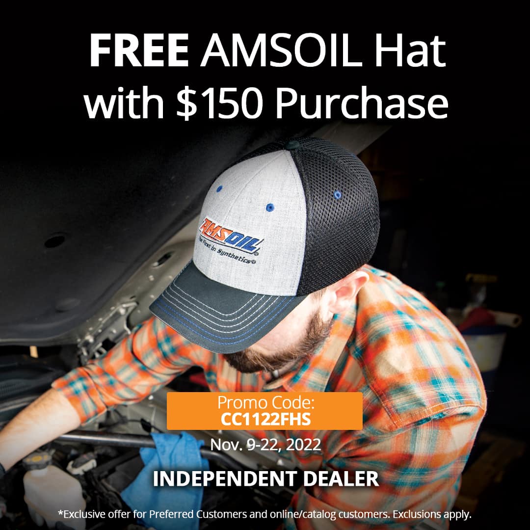 Free AMSOIL hat with 0 purchase