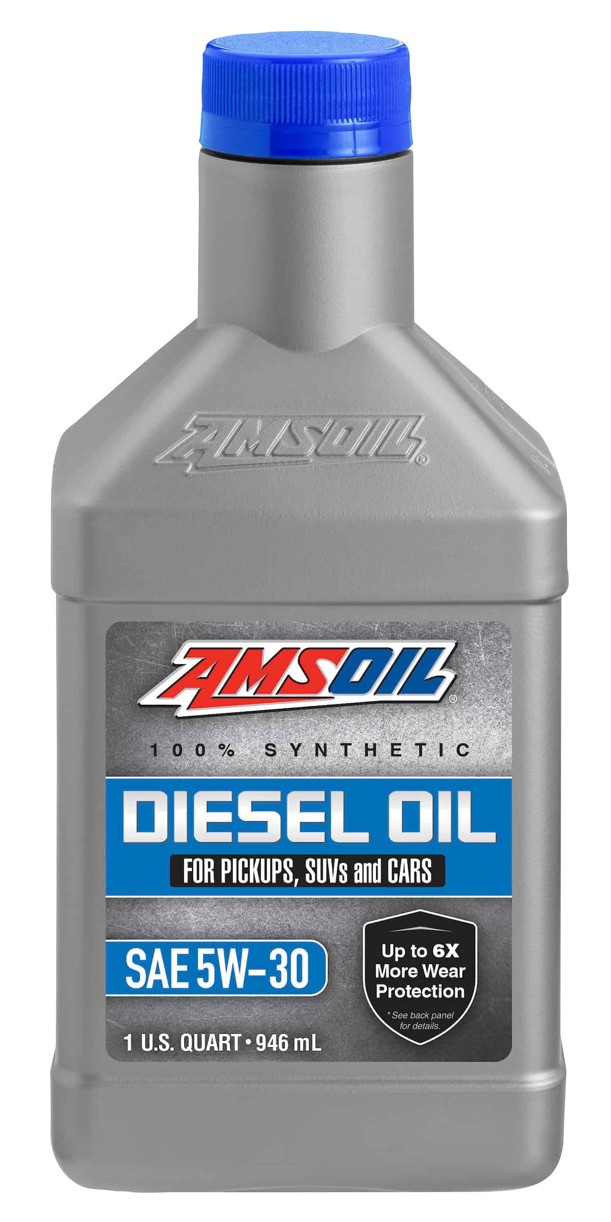 A bottle of AMSOIL's 100% Synthetic Diesel Oil formulated to protect the efficient diesel power of vehicles, to help them operate at peak performance.