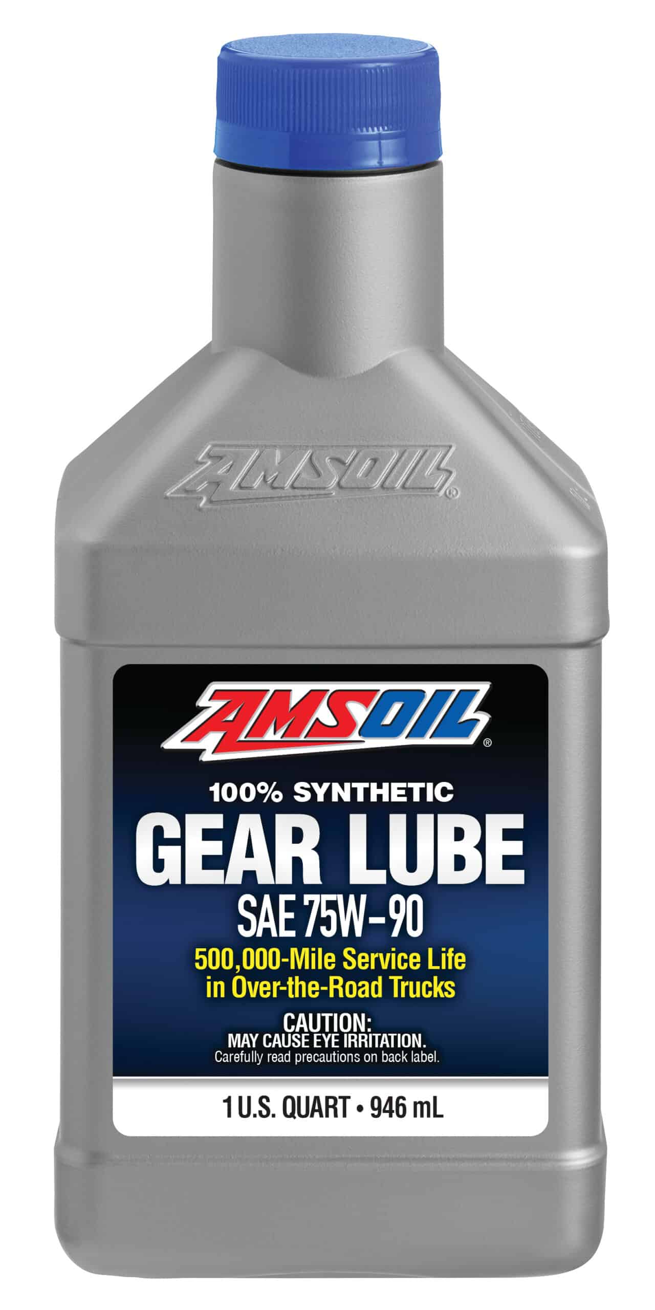 A bottle of AMSOIL Synthetic Gear Lube - an extended-drain gear lube engineered to last several times longer & protect gears better than conventional gear oils.