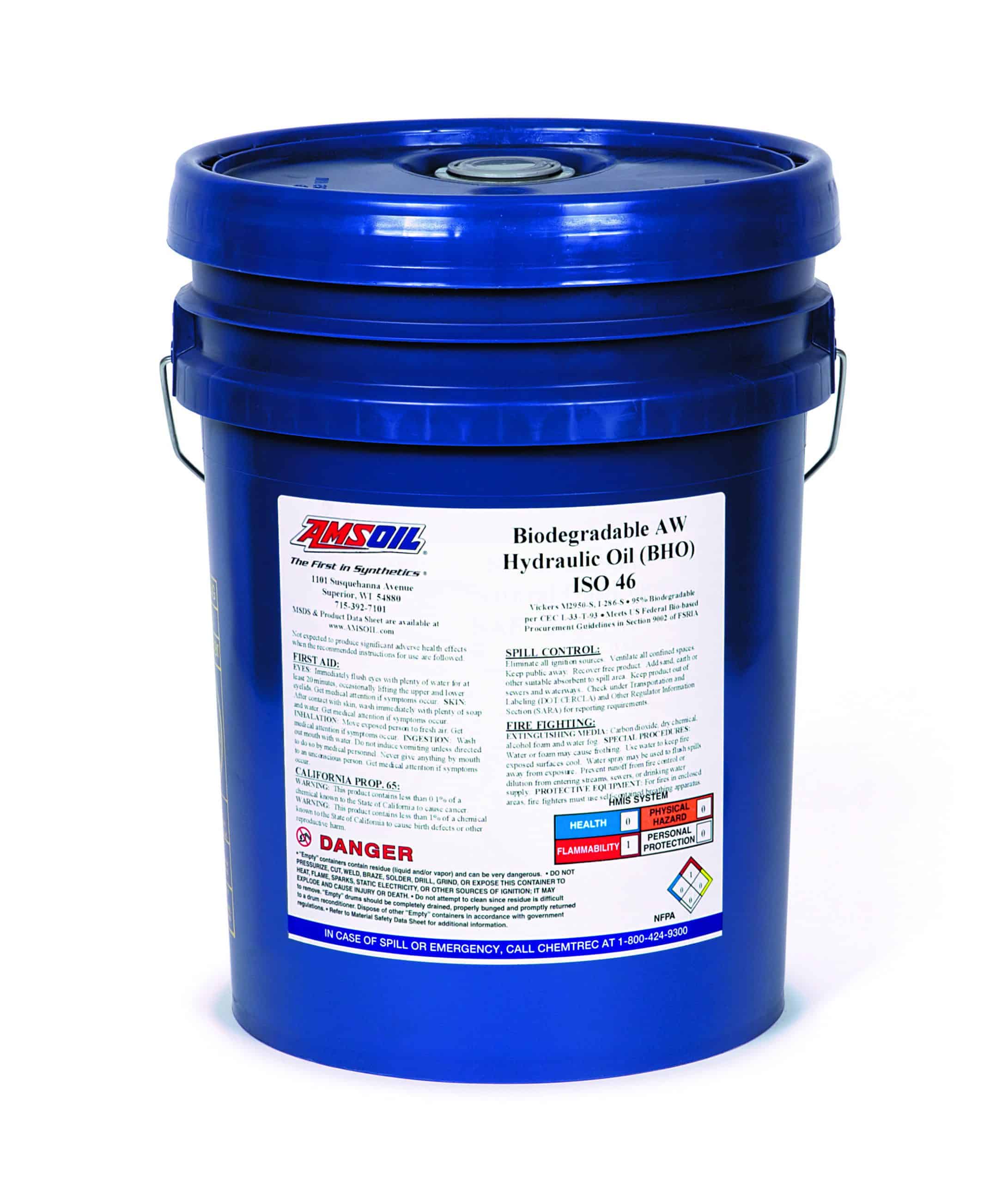 A bucket of Synthetic Biodegradable Hydraulic Oil, designed to deliver the ideal combination of excellent biodegradability and wear protection.
