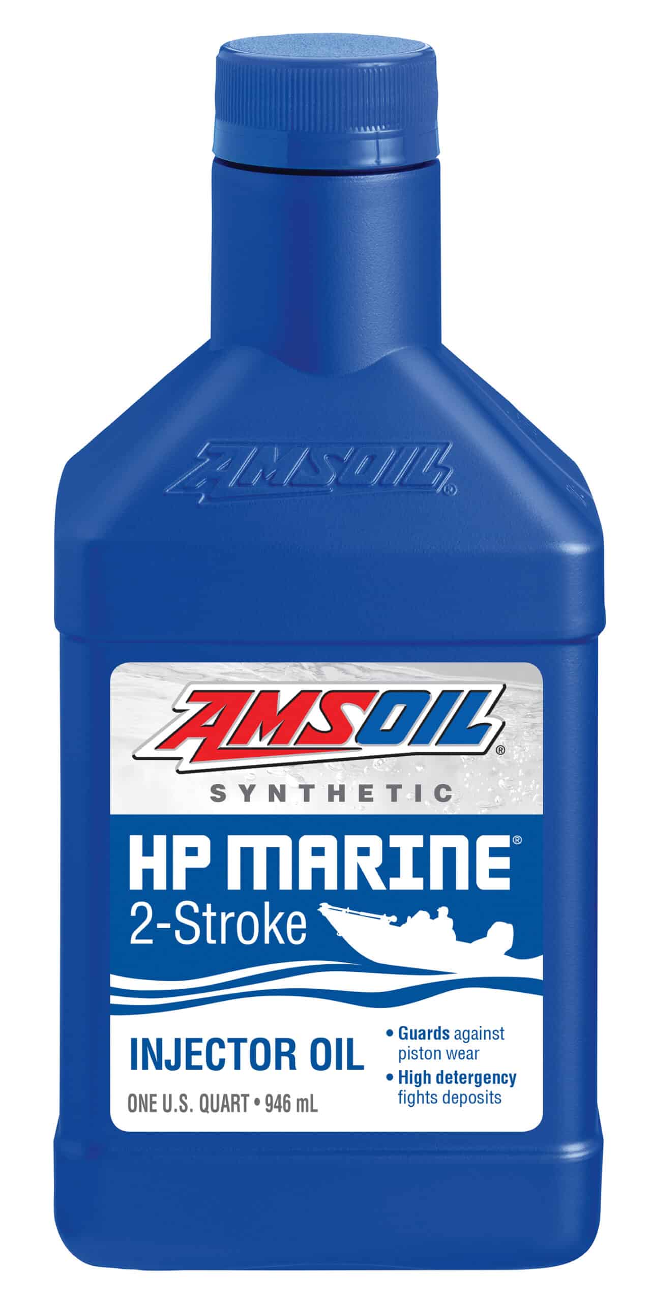 A bottle of AMSOIL HP Marine® Synthetic 2-Stroke Oil is designed to excel in harsh conditions. It controls performance-robbing friction, heat and wear, yet produces low smoke.