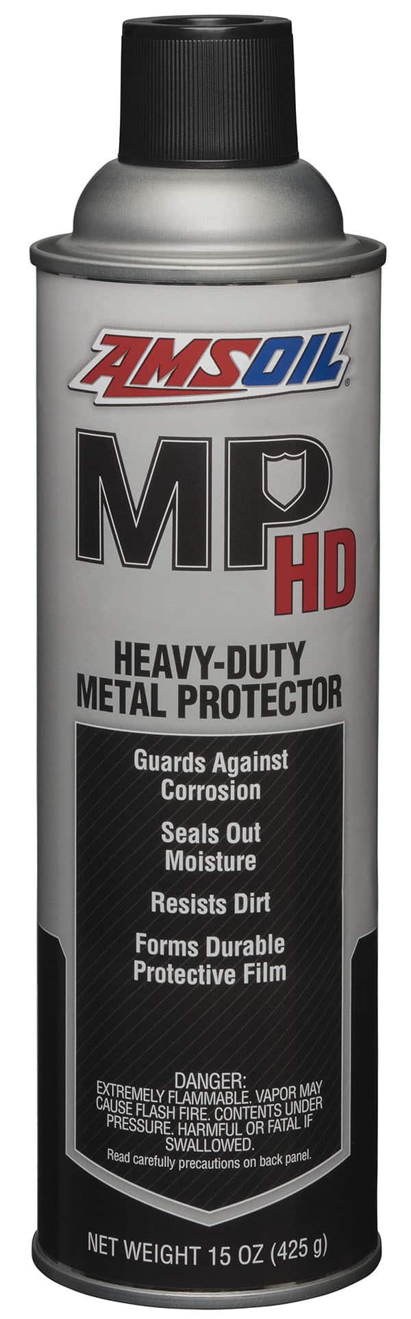 A can of AMSOIL Heavy-Duty Metal Protector - an easy-to-use spray-on that protects metal surfaces exposed to the damaging effects of salt, moisture, etc.