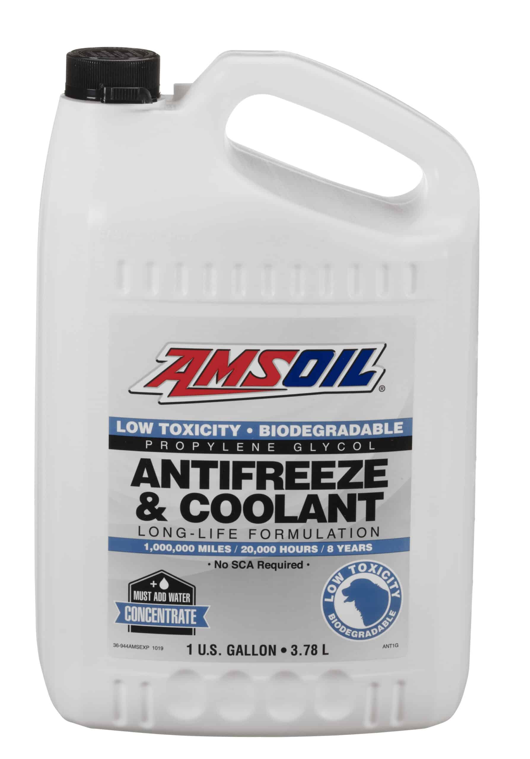 A gallon of AMSOIL Propylene Glycol Antifreeze & Coolant, which is formulated to provide benefits beyond those provided by conventional antifreeze & coolant products.