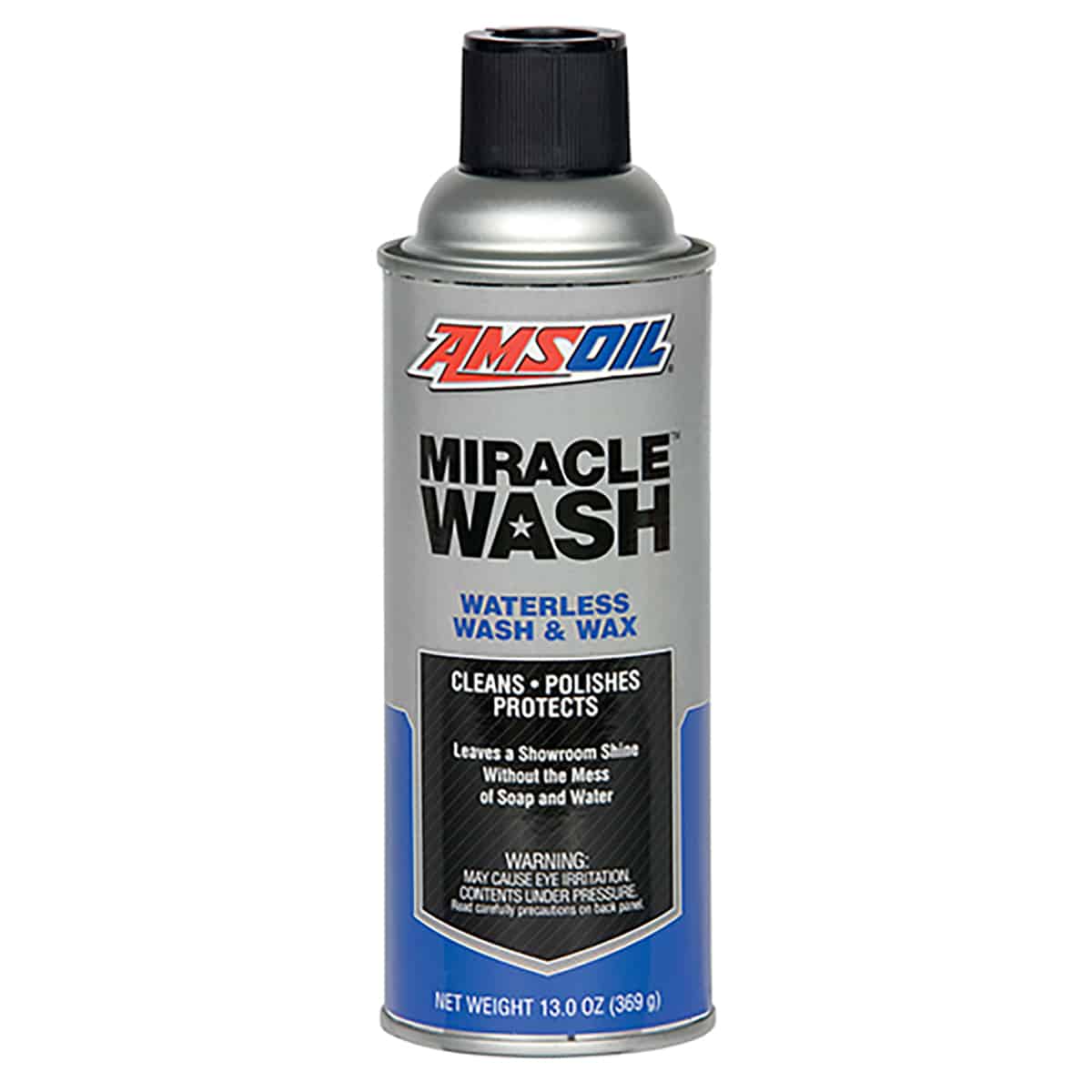 A can of AMSOIL Waterless Wash & Wax, which provides vehicles with a fantastic shine and super-tough protective finish in just two easy steps – spray and wipe.
