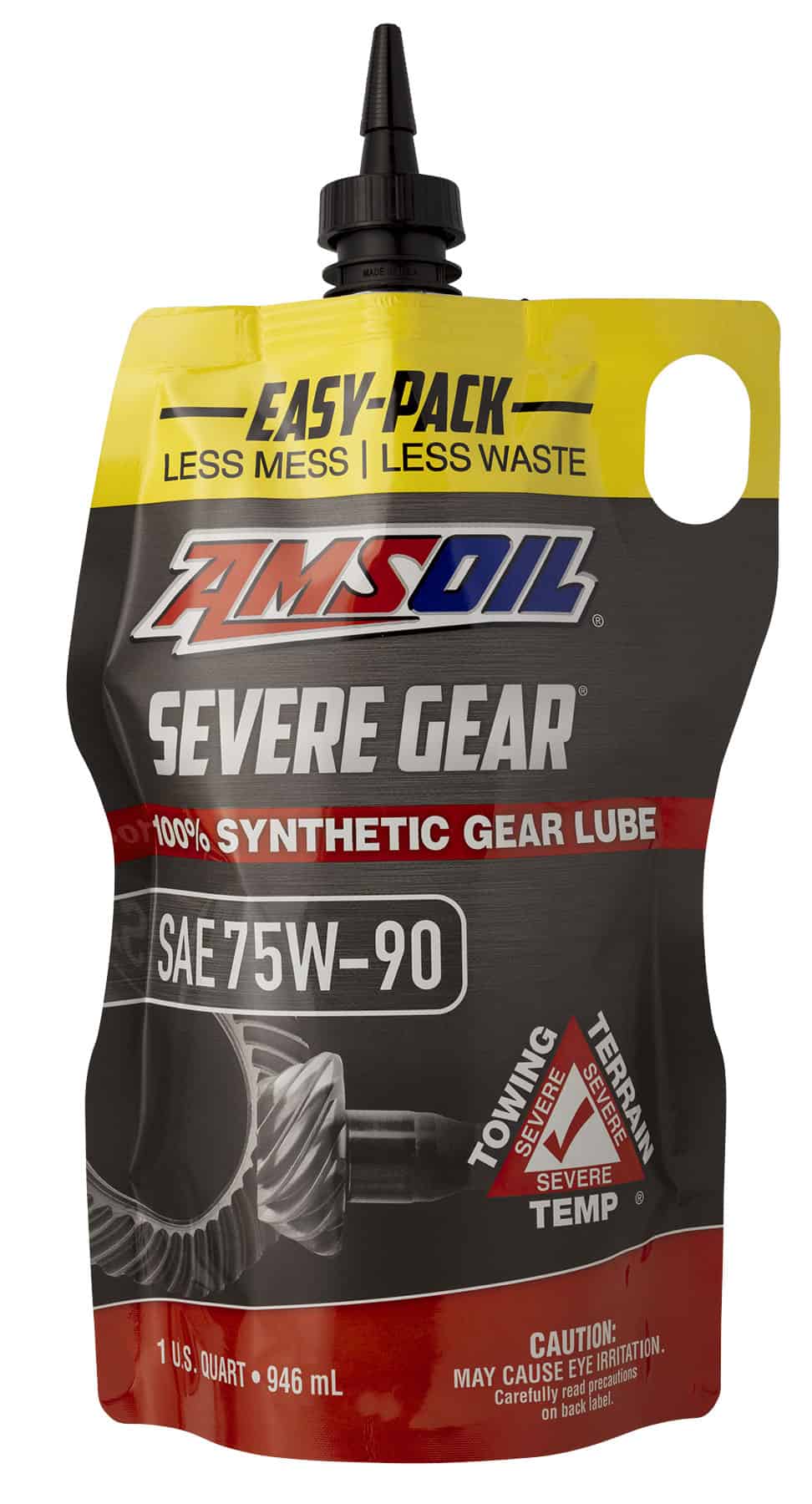 A sachet (easy-pack) of AMSOIL SEVERE GEAR® Synthetic Extreme-Pressure Gear Lube - a premium-grade gear oil engineered for maximum performance in severe-duty applications.
