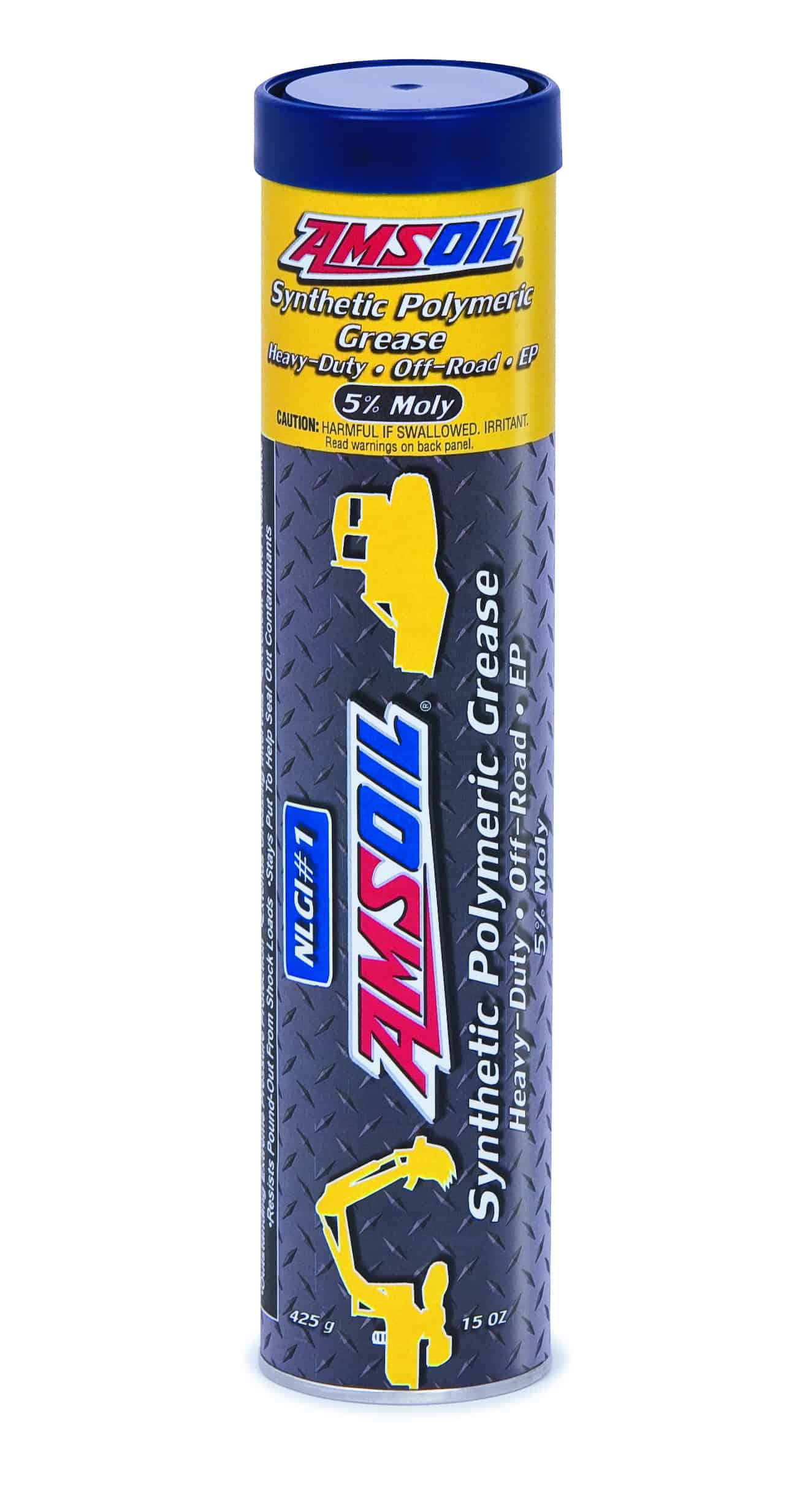 A cartridge of AMSOIL Synthetic Polymeric Off-Road Grease, formulated to provide outstanding performance in heavy-duty off-road applications.