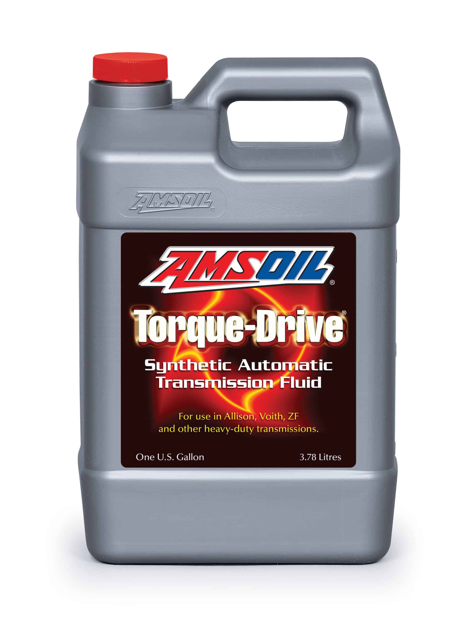 A gallon of AMSOIL Torque-Drive® Synthetic Automatic Transmission Fluid, formulated to provide superior performance and protection against thermal and oxidative degradation.