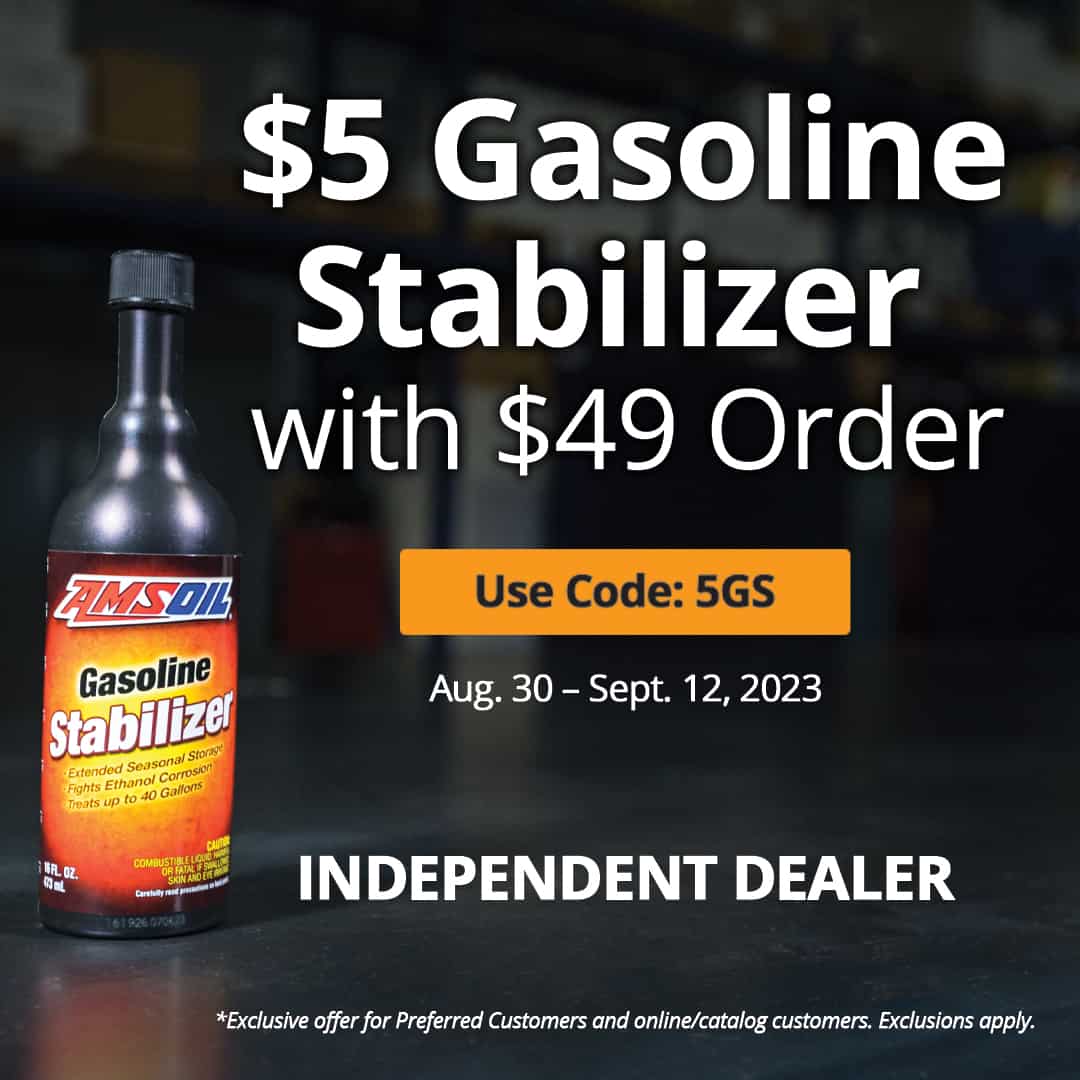 Spend $49 or more, get one bottle of AMSOIL Gasoline Stabilizer for $5