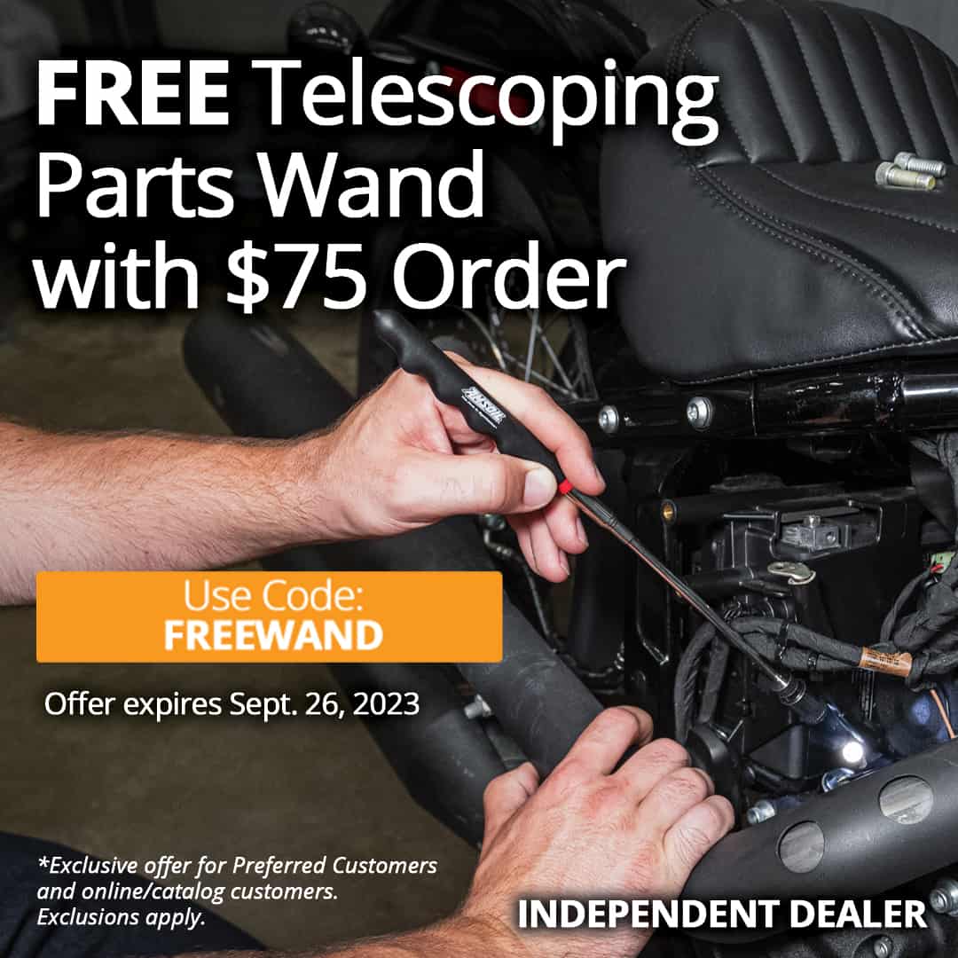 Preferred Customers and online/catalog customers receive a free telescoping parts wand with their $75 order when they use FREEWAND.