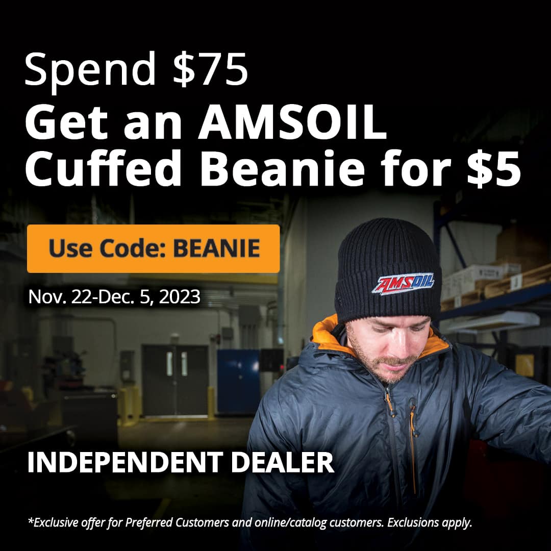 Spend $75, get an AMSOIL cuffed beanie for $5