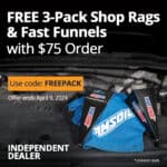 Three free AMSOIL shops rags and fast funnels with order of $75